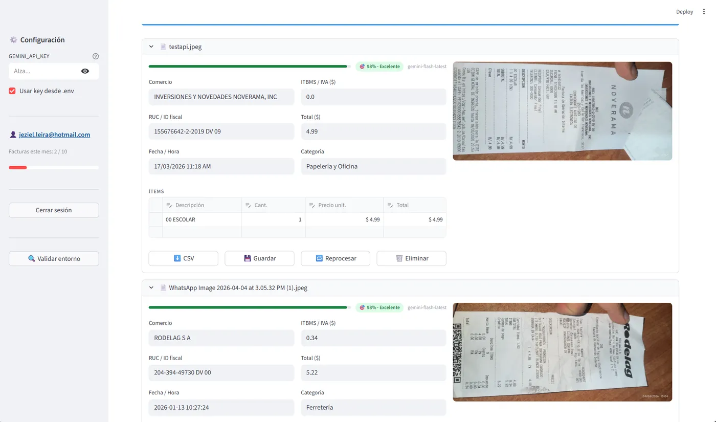 Facturas procesadas listas para exportar